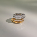 Ring med dobbelt lag og hvid zirkon