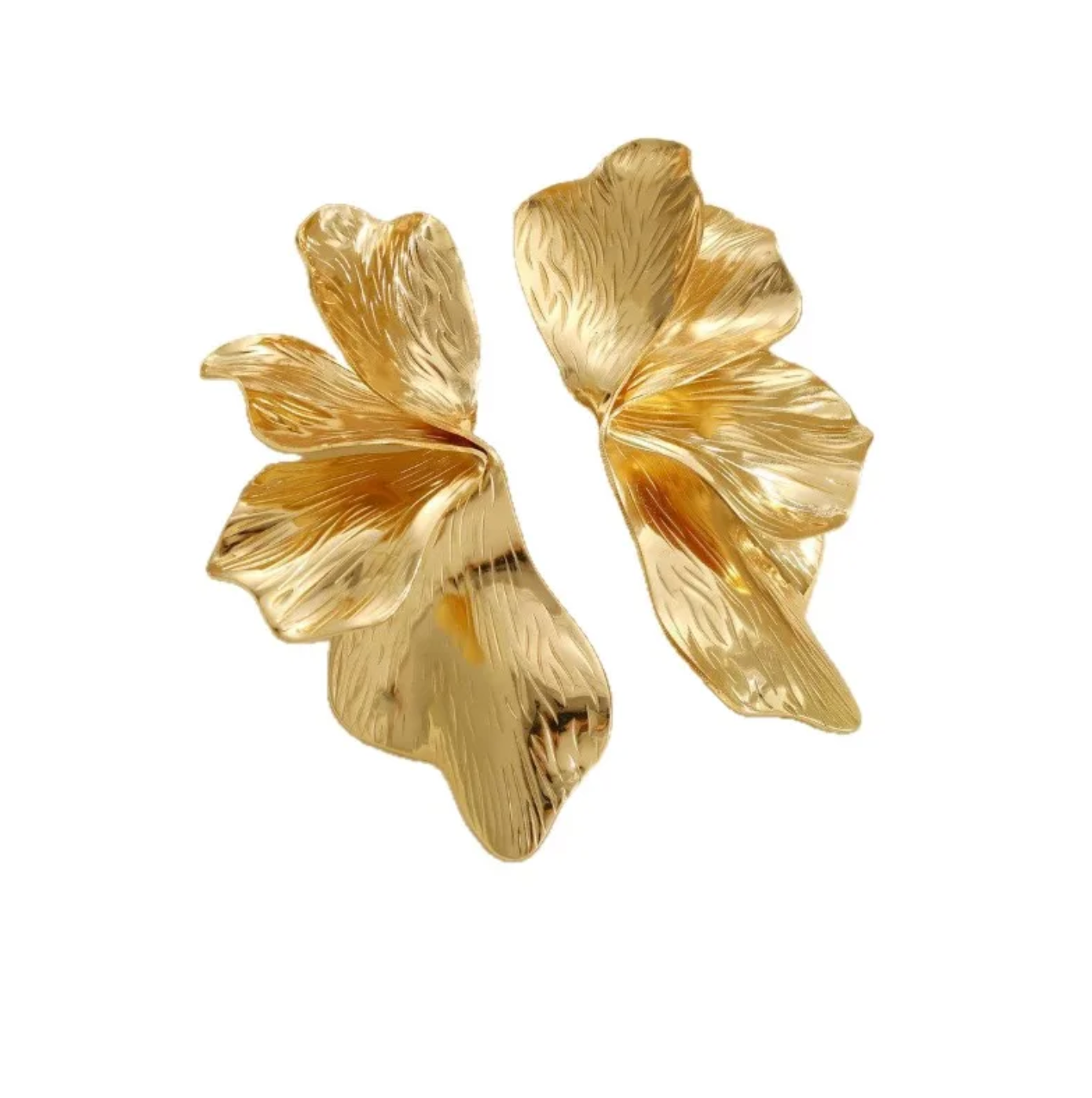 Guld øreringe med dobbelt lag og blomstervedhæng